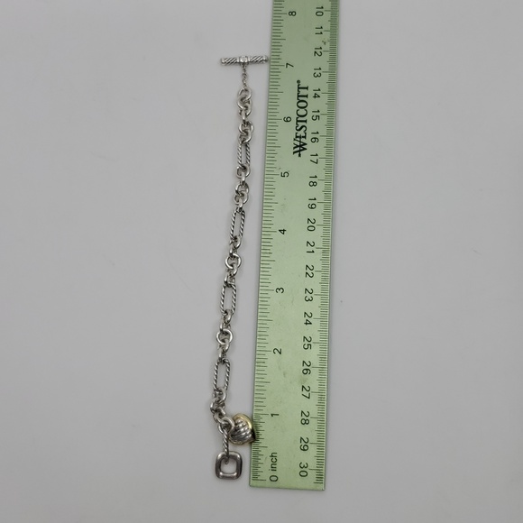 David Yurman 18K & Sterling Silver Toggle Heart Charm Bracelet - Picture 6 of 8